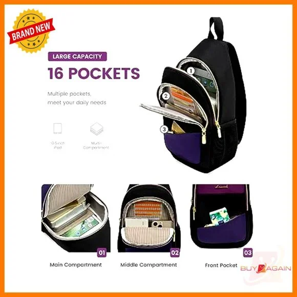 Water-Resistant Sling Backpack Crossbody Bag Convertible Daypack Travel - Picture 4 of 6